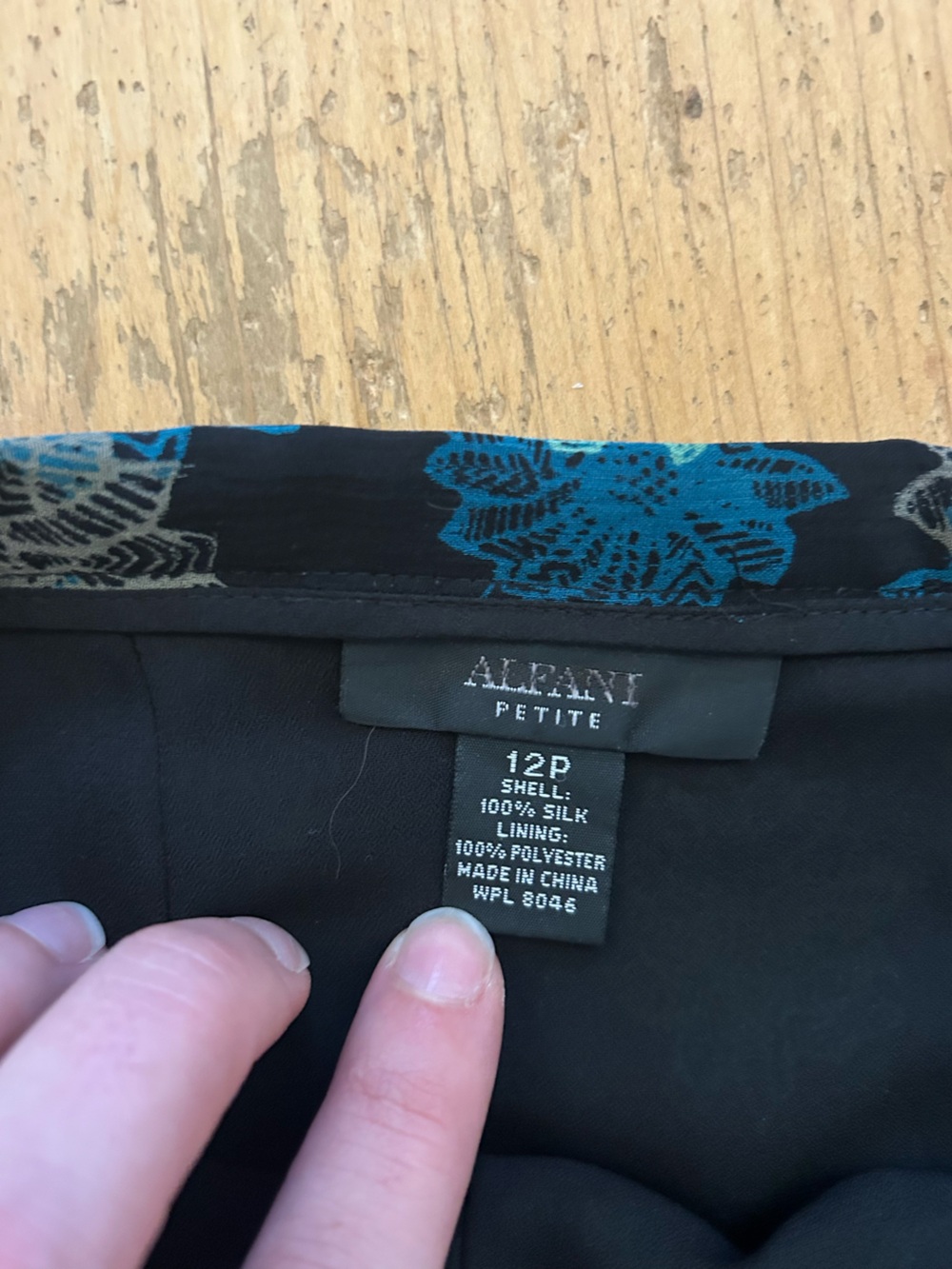 Vintage Alfani Black Midi Skirt with Teal & Aqua Floral Print - Picture 4 of 8